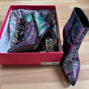 Betsy Johnson  Purple and Teal Snakeskin Ankle Boots